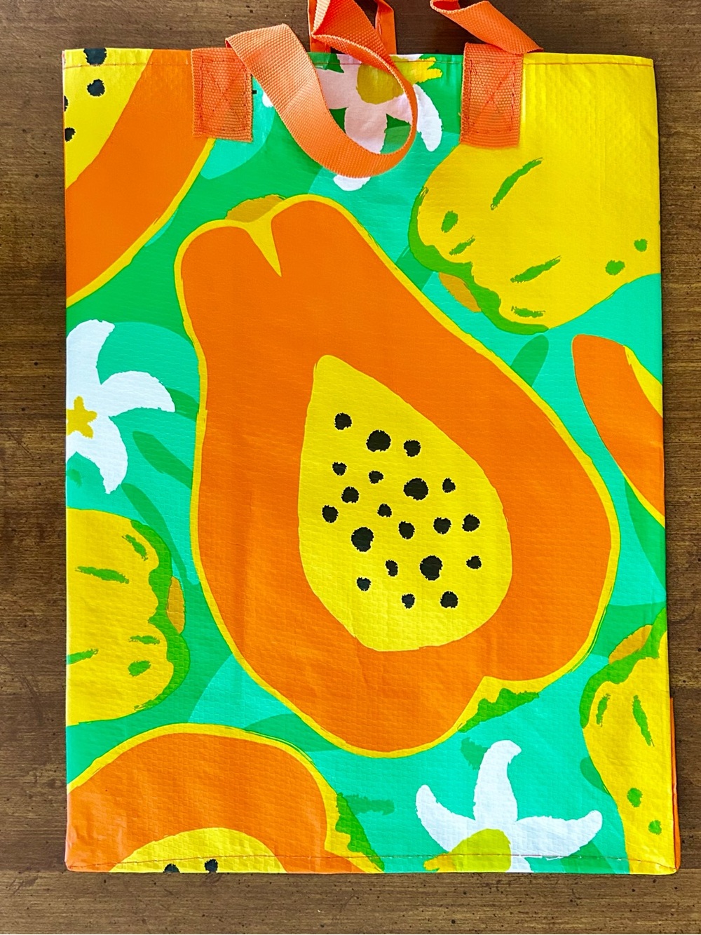 FOODLAND HAWAII Papaya Tropical Shopping Reusable Grocery Bag Tote (NWT)